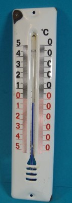 Auktion <br>emailliertes Wandthermometer, eine Ecke beschlagen, 22x5 cm [1]