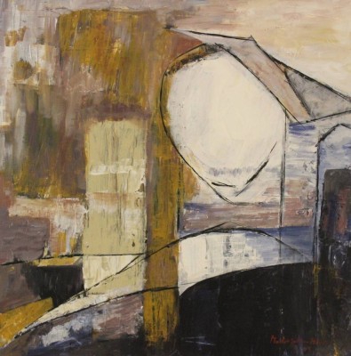 Auktion <br>Gisela MODERSOHN-MEYER (1941), moderne Komposition, Öl/Leinwand, schlicht gerahmt, RG 64 x 64cm. [1]