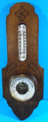 Auktion <br>Jugendstil-Wandwetterstaion, Holzgehäuse, 42x15 cm [1]