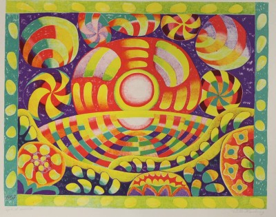 Auktion 340<br>Willi HARTUNG (1915-1987), Sonnenuntergang, Farblithographie, E.A., ungerahmt, BG 44,8 x 56cm. [1]