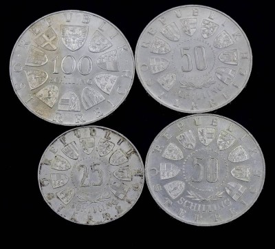 Auktion <br>Schilling Münzen Österreich, 225 Schilling, zus. 76,8g. [1]