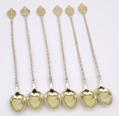 Auktion <br>6 x Cocktail-Löffel, plated, L-22 cm, [1]