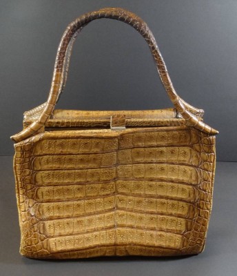 Krokoleder-Handtasche,  34x27 cm