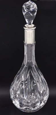Auktion <br>kl. Kristallkaraffe mit Silberhals-835-, guter Zustand, H-22 cm [1]