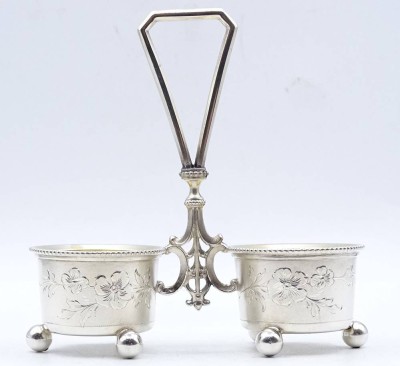 Auktion <br>kl. Menage, Silber-800-, innen vergoldet, H-10 cm, B-10 cm, 56 gramm [1]