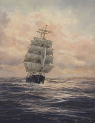 Auktion <br>Edgar FREYBERG (1927), Vollsegler auf See, Öl/Leinwand, gerahmt, RG 59 x 49cm. [1]