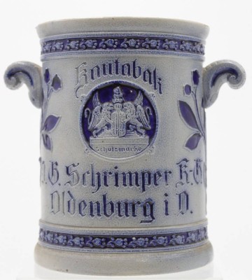 Auktion 341<br>alter Kautabaks-Topf, Oldenburg, Deckel fehlt, graues Steinzeug, H-19cm [1]