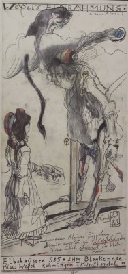 Auktion 354<br>Offsetdruck-Plakat, Horst Janssen (1929-1995), handsigniert, Weßel's Einrahmungen..., BG 54,5 x 26cm. [1]