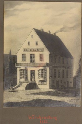 Auktion 342<br>Grafik, älter, Hotel Belvedére/Weinhandlung, Knackstedt u. Näther, Cuxhaven, ger./Glas, RG 67 x 53 [1]