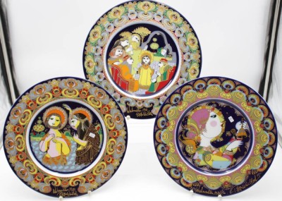 Auktion <br>3x Weihnachtsteller, Rosenthal studio linie, Björn Wiinblad, 1980-82, je D-28,7cm. [1]