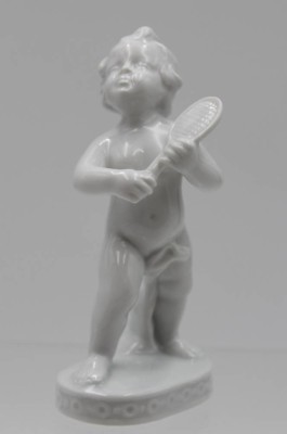 Auktion <br>Knabe mit Tennischläger, Wallendorf, Weißporzellan, ca. H-13cm. [1]