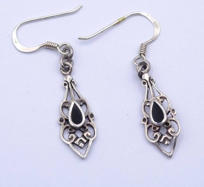 Auktion <br>Paar Ohrhänger mit Onyx, Sterlingsilber 925/000, L. 4,0cm, zus.2,2g. [1]