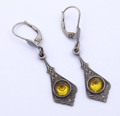 Auktion <br>Paar alte Ohrhänger mit Citrine, Silber 925/000, L. 4,3cm, zus. 3,4g. [1]
