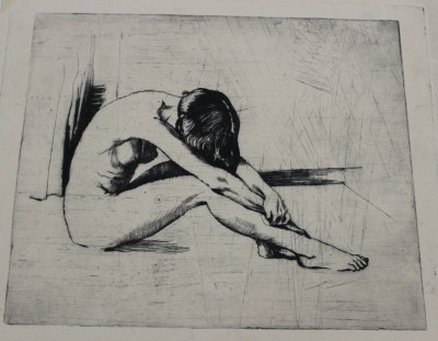 Auktion <br>unsignierte Radierung, weibl. Akt, Ernst Fuchs ?, ungerahmt, BG 20 x 26cm. [1]