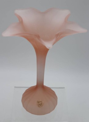 Auktion <br>Vase, roséfarben, Etikett 