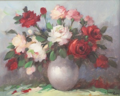 Auktion <br>Harrie KOOLER (XX), Blumen in Vase, Öl/Leinwand, gerahmt, RG 50,5 x 60,5cm. [1]
