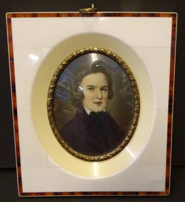 Auktion <br>Herrenportrait, Lupenmalerei auf Mammut- Elfenbein, Robert Schumann, 14x12,5 cm [1]