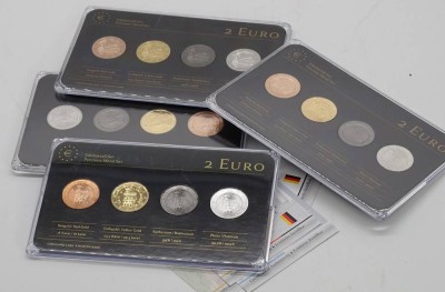 Auktion <br>4x 2 Euro Edelmetall Sets, Limitierte Auflage, Veredelungen [1]