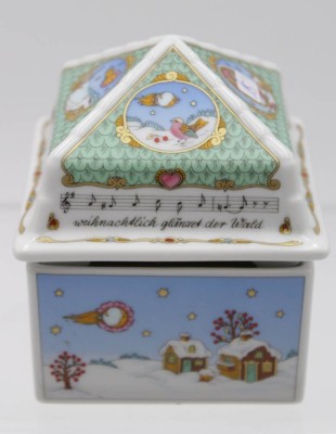 Auktion <br>Weihnachtsdose mit Spieluhr, Hutschenreuther, 1998, ca. H-10cm B-8,5cm. [1]