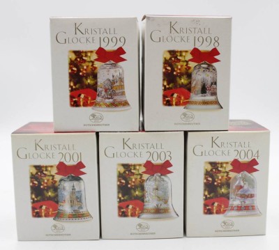 Auktion <br>5x Kristall-Glocken, Hutschenreuther, 1998, 1999, 2001, 2003 u. 2004, orig. Kartons [1]