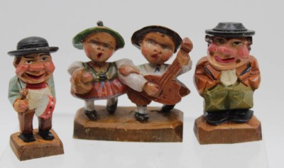 Auktion <br>3x kl. Holzfiguren, Handarbeit, bemalt, Anri ?, ca. H-6,5cm. [1]