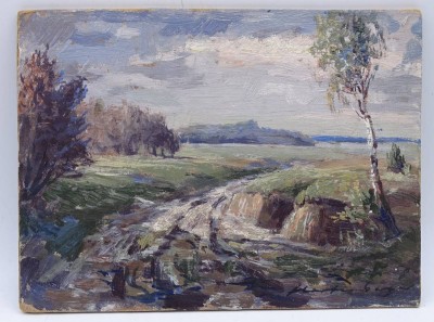 Auktion <br>Erwin Hartenberger - Norderney Ansicht, ungerahmt, Öl/ Malfaser, 13,5x18,5cm [1]