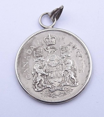 Auktion <br>Canada 50 Cents 1964 - gehenkelt, Silber, 11,8g. [1]