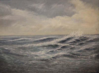 Auktion <br>Ignatz, Walter (XX), Seestück, Öl/Hartfaser, leicht restau.bedürftig, gerahmt, RG 61 x 77cm. [1]