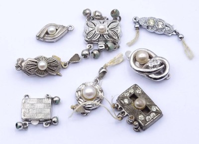 Auktion <br>8x div. Perlenketten Schließen, Silber, zus. 14,6g. [1]