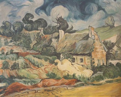 Auktion <br>Copie nach van Gogh, Bauernhaus, Öl/Hartfaser, gerahmt, RG 47,5 x 57cm. [1]