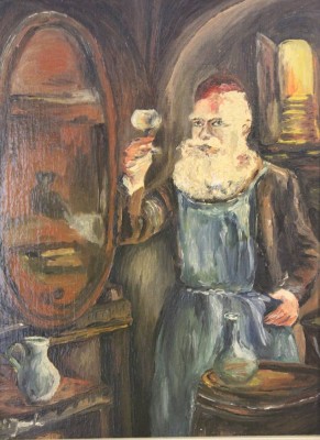 Auktion <br>unleserl. signiert, Weinprobe, Öl/Malkarton, gerahmt, RG 59 x 49cm [1]