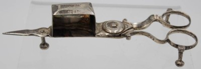 Auktion <br>Dochtschere, versilbert, L-16,8cm. [1]