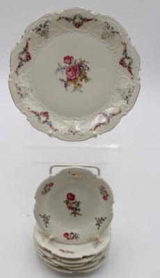 Auktion <br>7tlg. Konfektset, Schirnding, florales Dekor, ca. D-19,5cm D-11,5cm. [1]