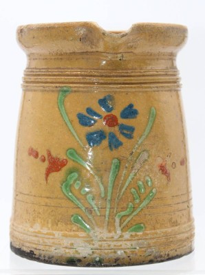 Auktion <br>Milchkrug um 1900, floral bemalt, Altersspuren, ca. H-16,5cm. [1]