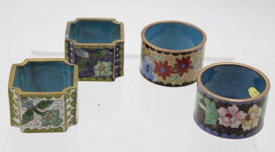 Auktion <br>4x div. Cloisonné-Serviettenringe, China, ca. D-4cm B-3cm [1]