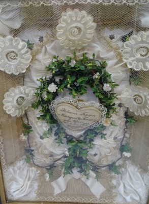 Auktion <br>gr. Hochzeits-Bild für Fam. Fresen, 1913, Höperhöfen, alt und beschädigt gerahmt/Glas, RG 54x45 cm [1]