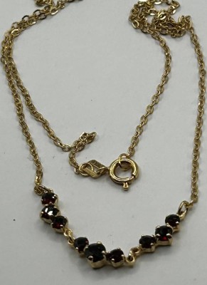 Auktion 371<br>Granat Collier, Normgold,sog.Viertelgold 250/1000, Neuware, L- ca 42 cm, 2,4 gr. [1]