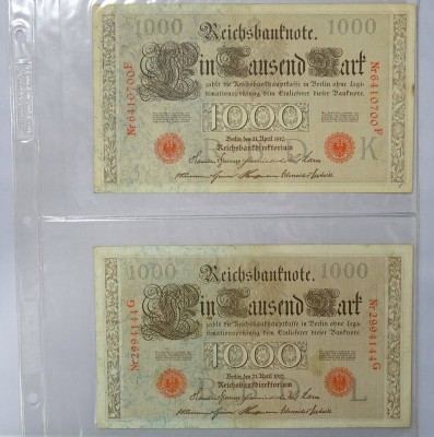 Auktion 344<br>2x eintausend Mark 1910, Reichsbanknoten [1]