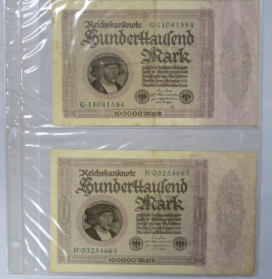 Auktion 344<br>2x hunderttausend Mark 1923 , Reichsbanknoten [1]