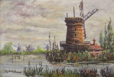 Auktion <br>di Baberá, Mühle, Öl/Leinwand, ungerahmt, 35 x 50,5cm. [1]
