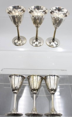 Auktion 357<br>6 versilberte Kelche in Kasten, H-ca. 11 cm [1]