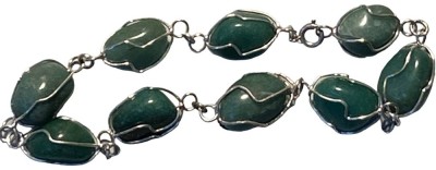Auktion 351<br>Silberdraht-Kette mit grünen geschliffenen Steinen, L-28 cm, 44,7 gr. [1]