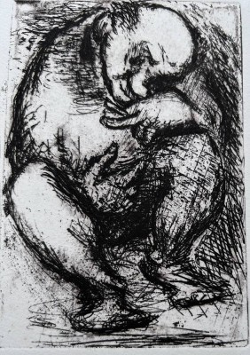 Auktion <br>unleserl. signierte Radierung, 76, 14x10 cm, BG  28x21 cm [1]