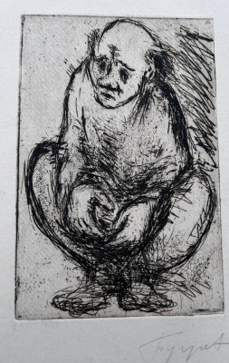 Auktion 362<br>unleserl. signierte kRadierung mit Widmung des Künstlers, 1982, MG 15x10 cm, BG 34x23 cm [1]