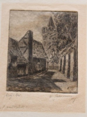 Auktion 346<br>wohl Karl GATERMANN (1883-1959), Strasse, kl. Radierung, ungerahmt, BG 19 x 14,7cm. [1]