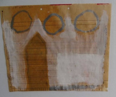 Auktion 364<br>2x unleserl. sign. und 95 datiertes modernes Gemälde, wohl Aquarell/Litho ?, ger/Glas, RG 80x60 cm [1]