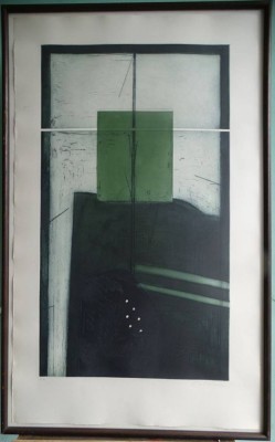 Auktion 346<br>unleserl. signierte grosse Lithografie, signiert und E.A, ger/Glas,fehlt,  RG 113x70 cm,l (Sperrgut) [1]