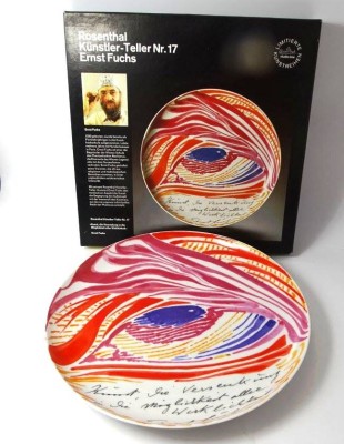 Auktion 347<br>Rosenthal Künstlerteller Nr.17 in OVP, Ernst Fuchs, D-26 cm, limitiert [1]