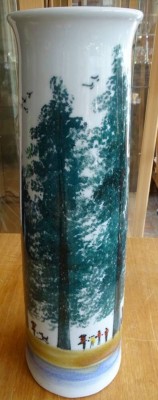 Auktion 357<br>hohe Vase, handbemalt, China, H-50 cm, wohl Unikat [1]