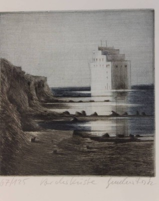 Auktion 347<br>Gunther FRITZ (1938), Farbradierung, Vor der Küste betitelt, Nr. 67/125, ger, Glas, MG 13 x 12cm, RG 44 x 33cm. [1]